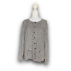 Jessica Geometric Print Cardigan XL Black & Ivory Corpcore, Office